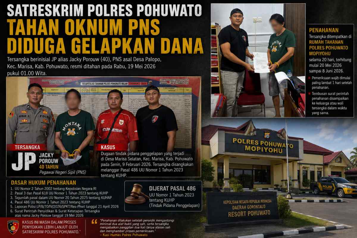 Satreskrim Polres Pohuwato Tahan Oknum PNS Diduga Gelapkan Dana