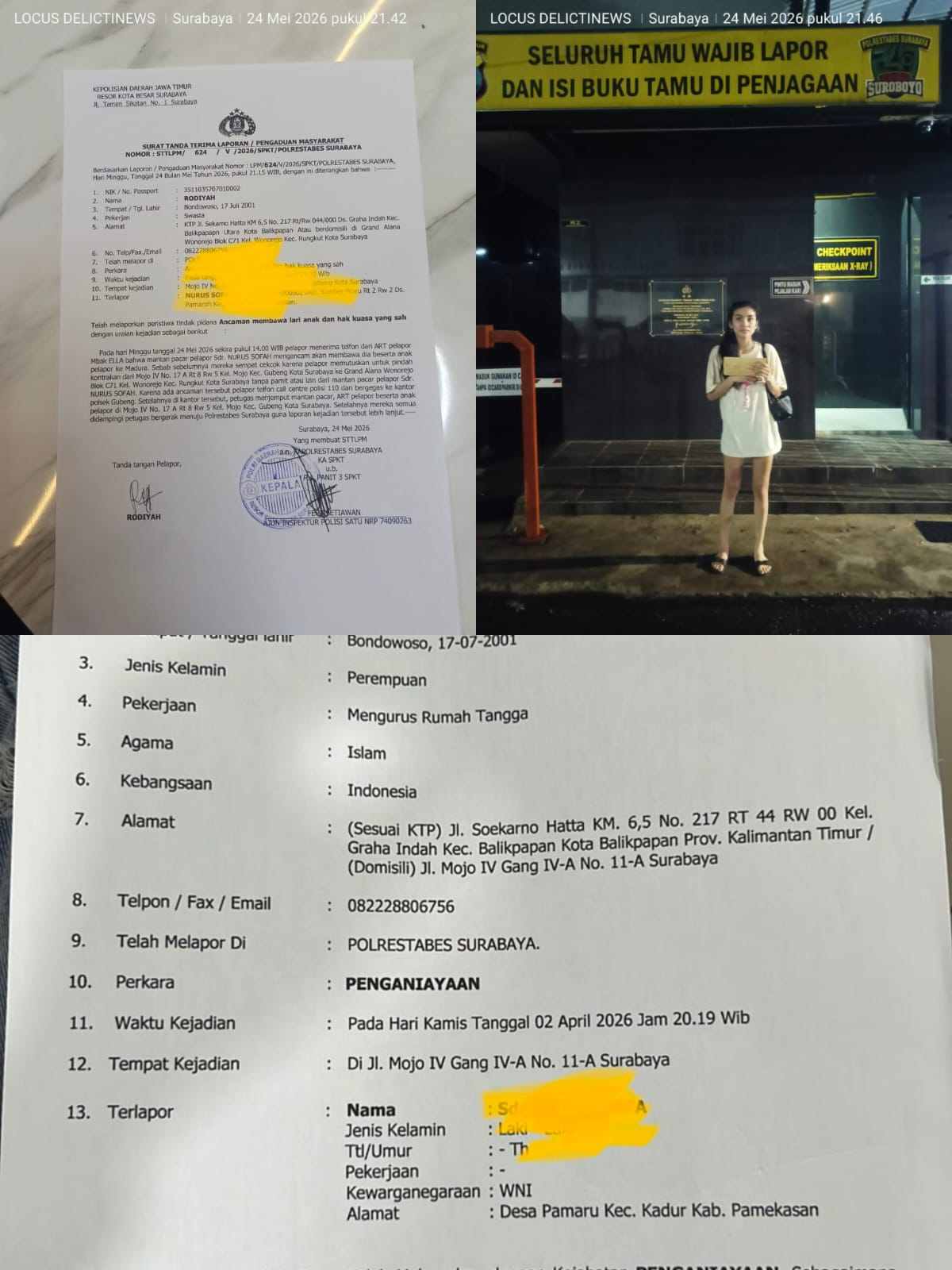 Rodiyah Kembali Datangi Polrestabes Surabaya, Minta Kepastian Penanganan Laporan