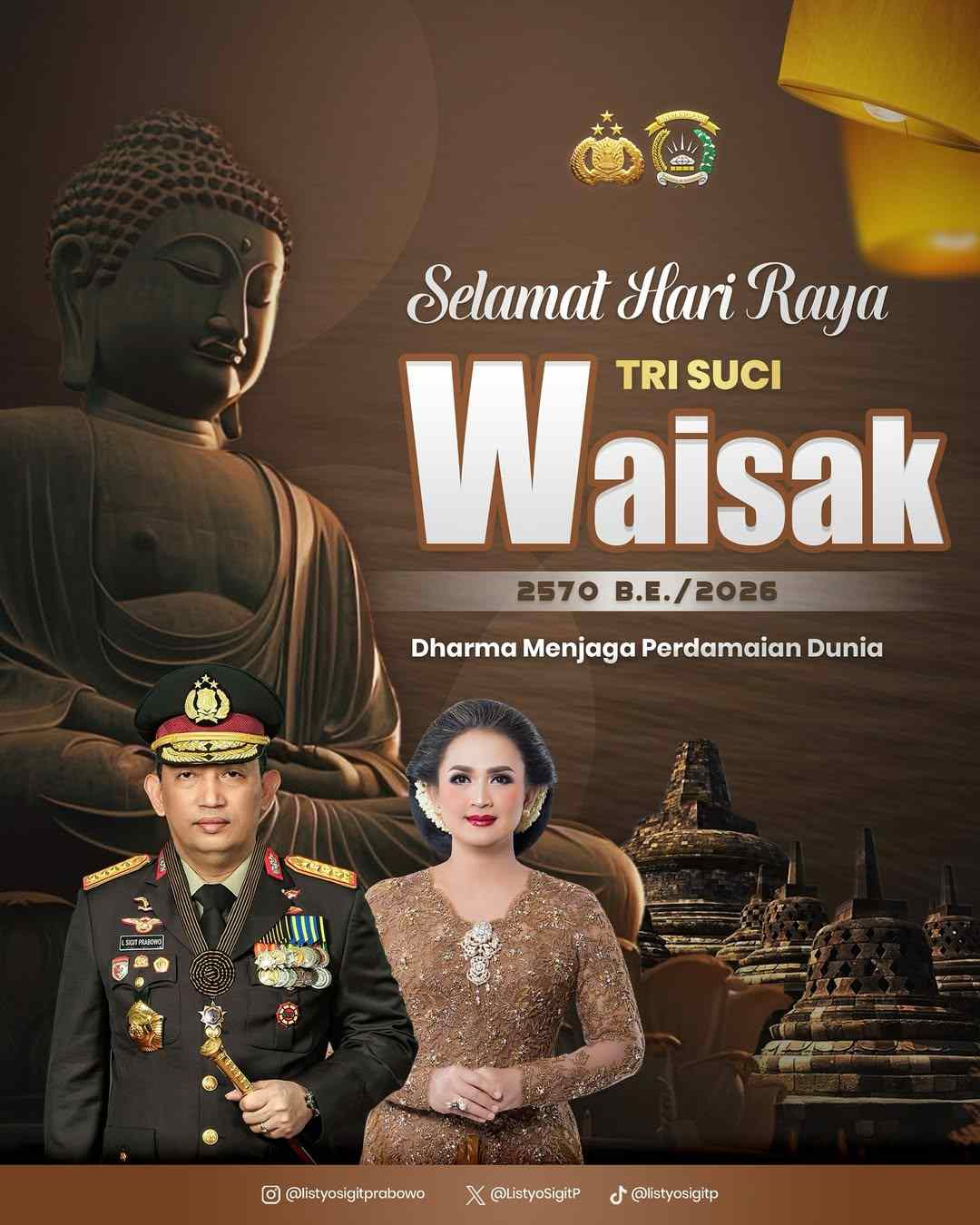 Kapolri dan Ketua Umum Bhayangkari Ucapkan Selamat Hari Raya Waisak 2570 B.E., Ajak Perkuat Toleransi dan Perdamaian