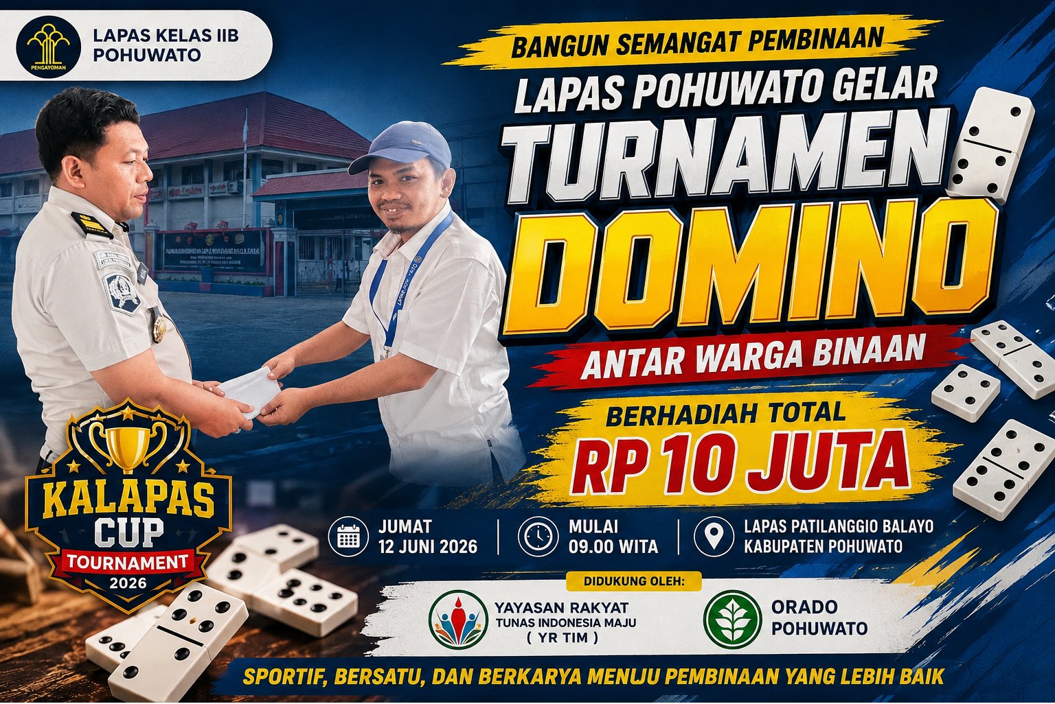 YR TIM-Orado Pohuwato Dukung Turnamen Domino untuk Warga Binaan Lapas Pohuwato