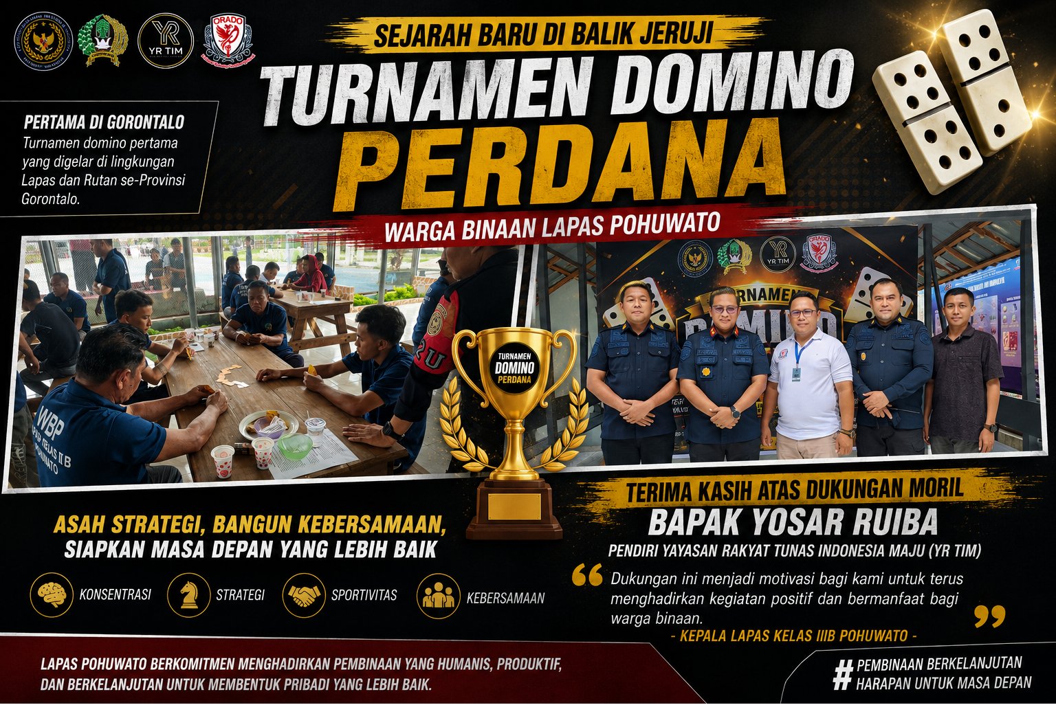 Sejarah Baru di Balik Jeruji, Warga Binaan Lapas Pohuwato Ikuti Turnamen Domino Perdana